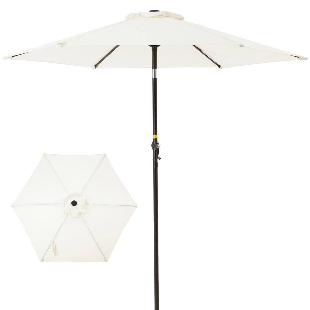 7.5 ft. Steel Market Patio Umbrella with Push Button Tilt and Crank in Beig