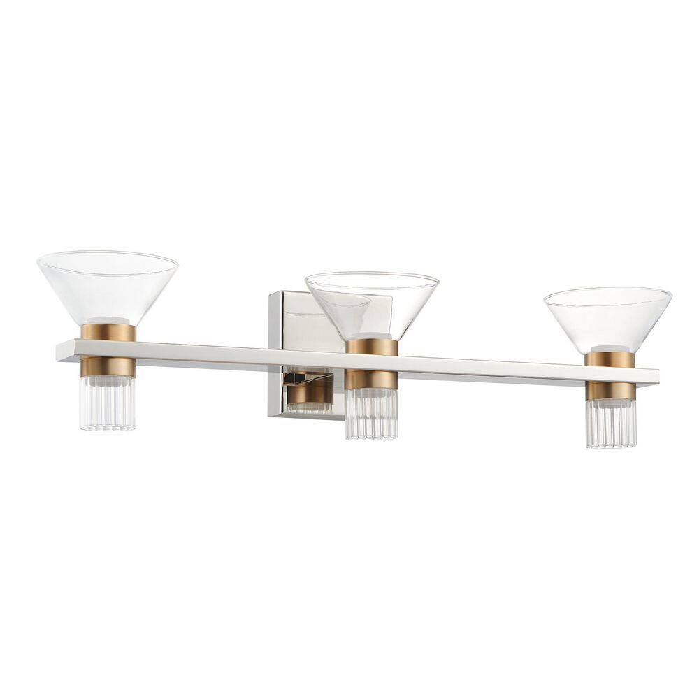Blake 25-inch 6-light Polished Nickel and Champagne Gold 5CCT LED Vanity Light with Clear and Clear Ribbed Glass price history on PriceWatchPro