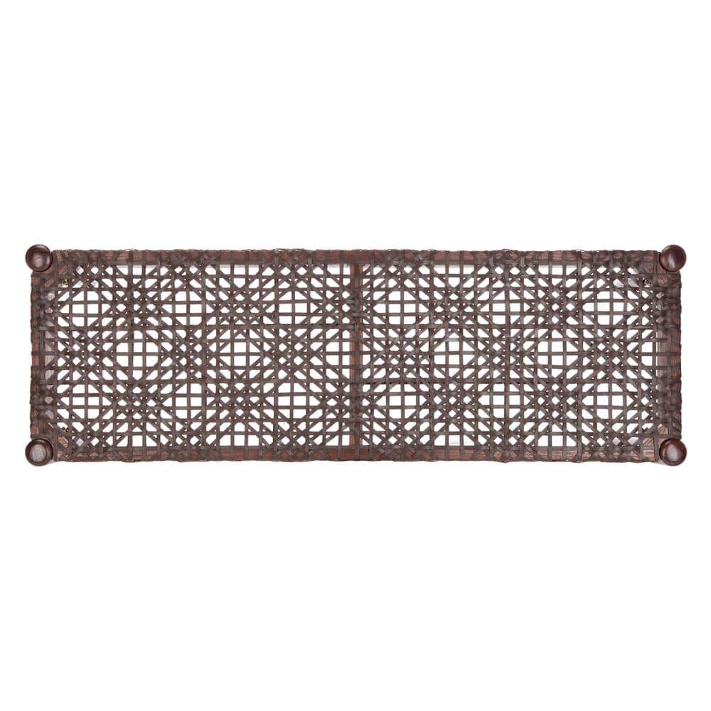 Transitional Brown Cowhide Leather Weave 47" Bench