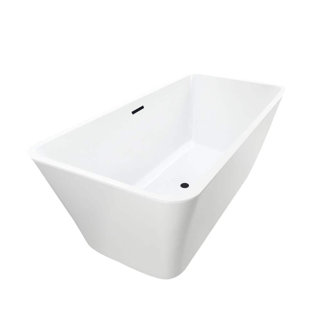 67'' White Acrylic Freestanding Soaking Bathtub
