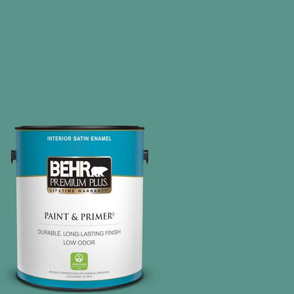 BEHR PREMIUM PLUS 1 gal. #490D-6 Thermal Spring Satin Enamel Low Odor Interior Paint & Primer