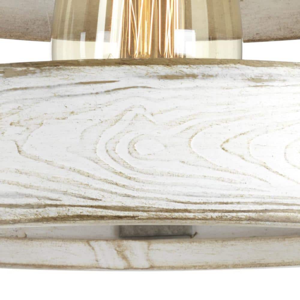 Gulliver Mini Drum Pendant Light with Galvanized Finish and Wood Texture