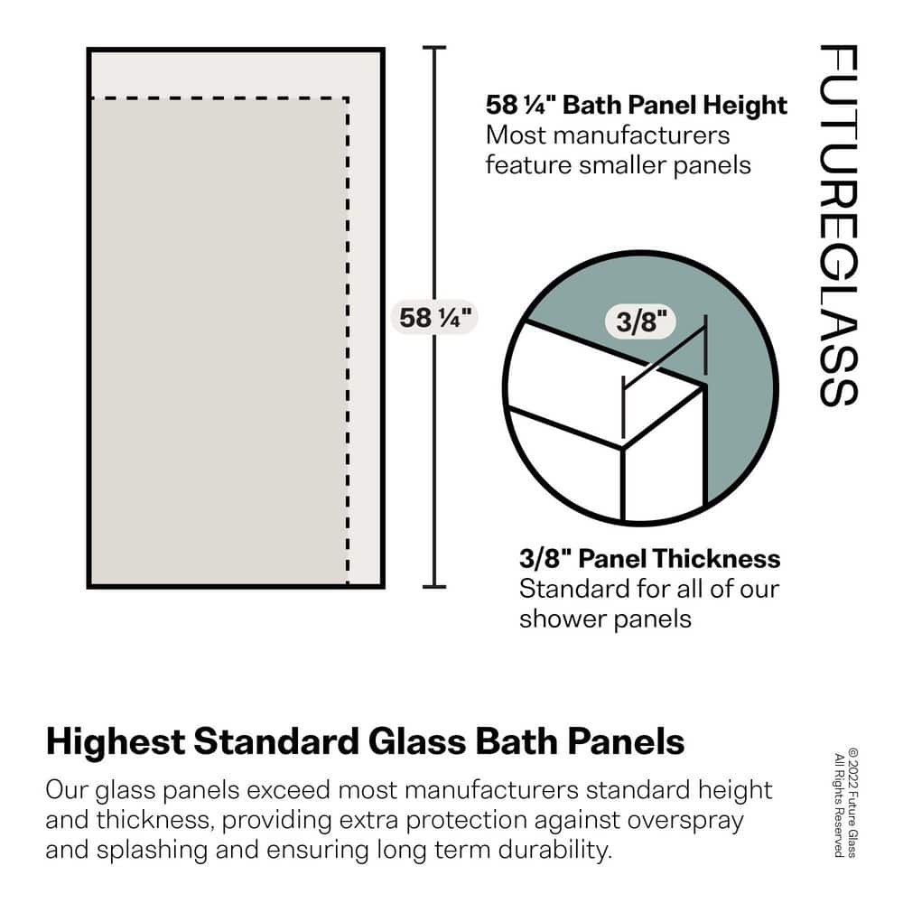 Solaris 30" x 58.25" Frameless Clear Glass Bathtub Shower Panel