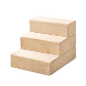 Zinus 15 in. Small Foam Cream 3 of Steps Pet Stairs OLB PS 1518