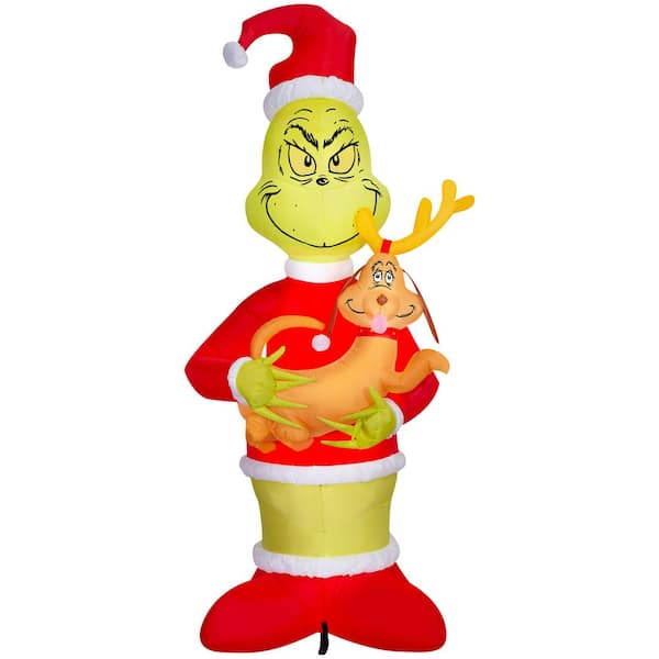 8 ft. H x 2.9 ft. W Airblown Grinch Holding Max Christmas Inflatable