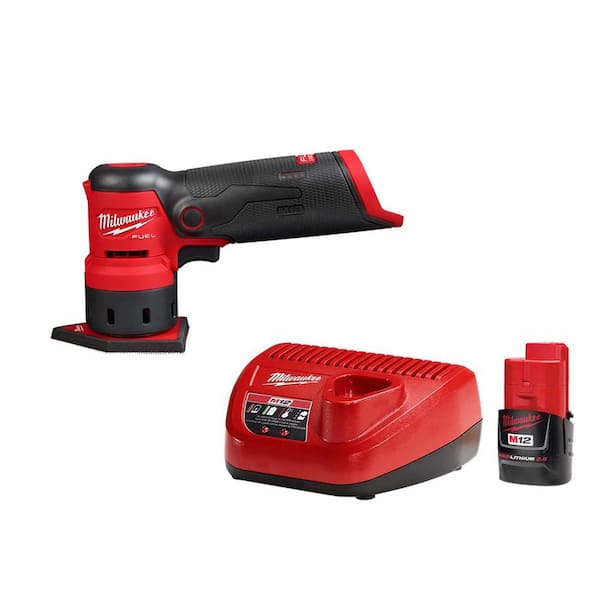 Milwaukee M12 FUEL 12-Volt Lithium-Ion Brushless Cordless Orbital Detail Sander with CP 2.0Ah Battery and Charger