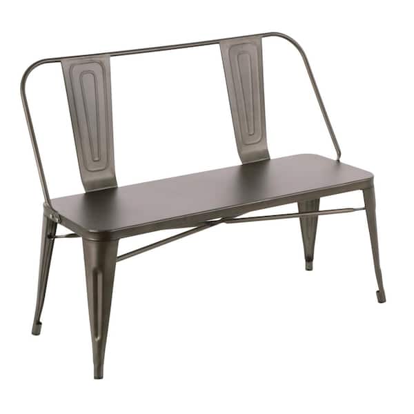 Lumisource Oregon 32 in. x 42 in. x 20 in. Antique Metal Bench