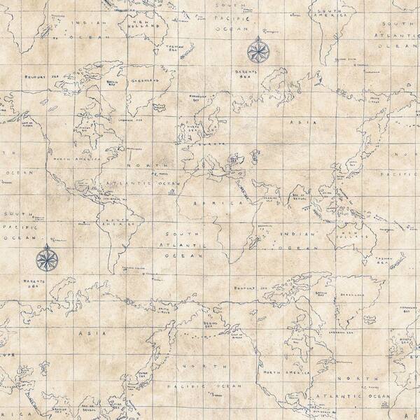 The Wallpaper Company 8 in. x 10 in. Blue Grid Map Wallpaper Sample-DISCONTINUED