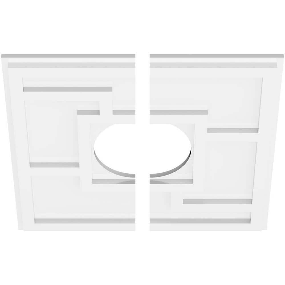 18" White PVC Contemporary Two-Piece Ceiling Medallion