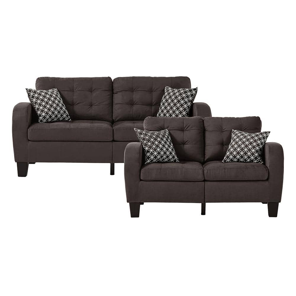 Forte 72.25 in. W Straight Arm Textured Fabric Rectangle 2-Piece Living Roo