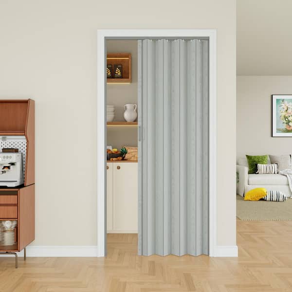 ARK DESIGN 36 in. x 80 in. Grey Woodgrain Vinyl PVC Accordion Door