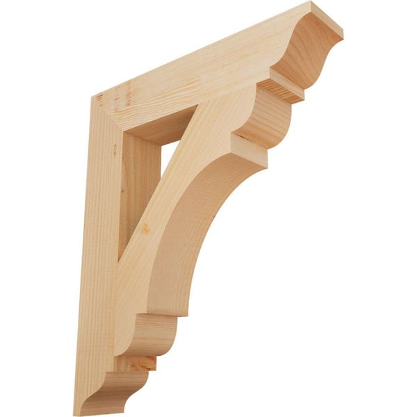 Ekena Millwork 3.5 in. x 24 in. x 20 in. Douglas Fir Olympic Traditional Smooth Bracket