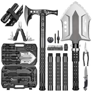 Black Outdoor Survival Shovel Set with High Carbon Steel Camping Gear for Camping, Hiking and Backpacking