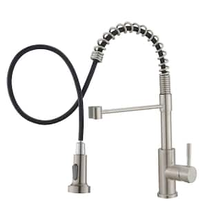 Commercial Single Handle Single Hole Pull Down Sprayer Kitchen Faucet for Rv, Camper, Laundry Sink in Brushed Nickel