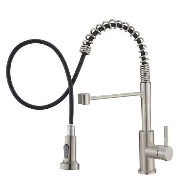 Unbranded Commercial Single Handle Single Hole Pull Down Sprayer Kitchen Faucet for Rv, Camper, Laundry Sink in Brushed Nickel