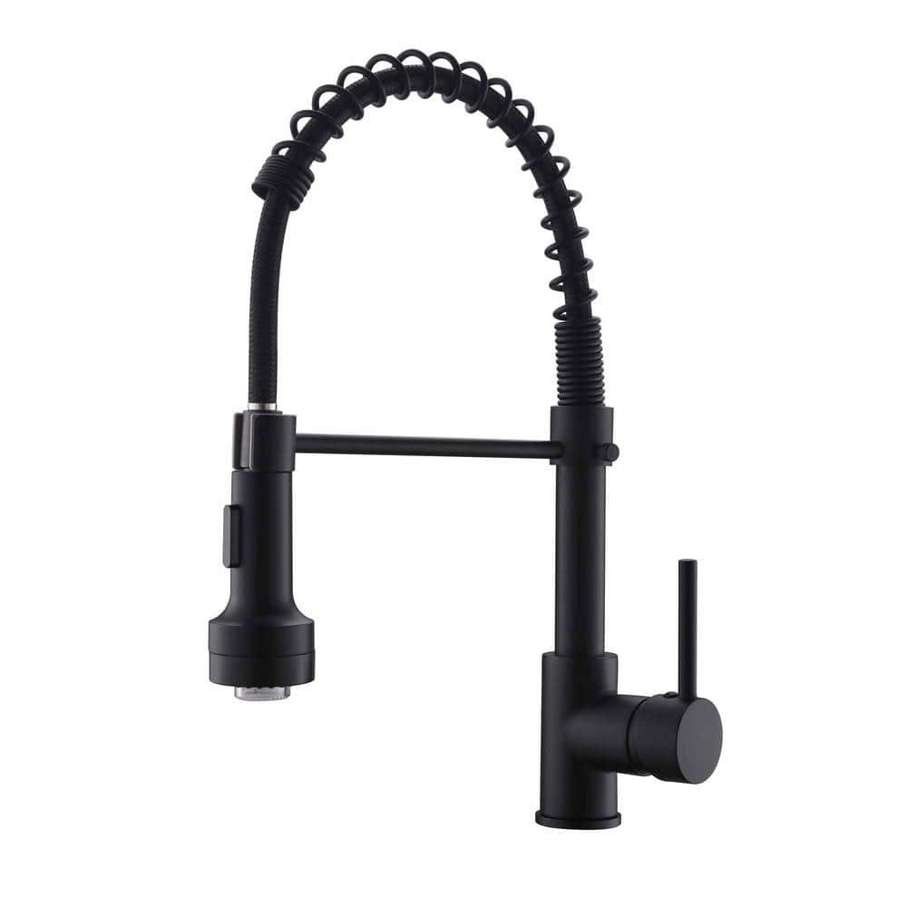 Solid Brass Single Handle Pull Down Sprayer Kitchen Faucet with LED and Pull Down Swivel Spout in Matte Black price history on PriceWatchPro