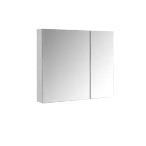 30 in. W x 26 in. H Rectangular Silver Aluminum Recessed/Surface Mount Bathroom Medicine Cabinet with Mirror