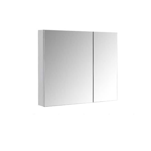 Tileon 30 in. W x 26 in. H Rectangular Silver Aluminum Recessed/Surface Mount Bathroom Medicine Cabinet with Mirror