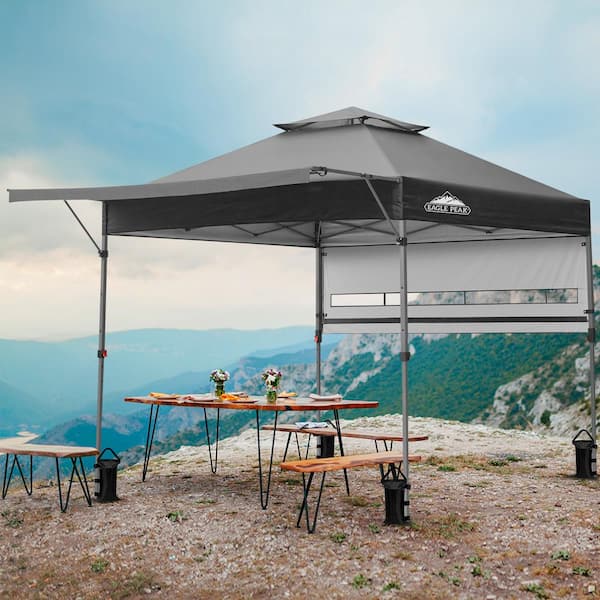 EAGLE PEAK 17 ft. x 10 ft. Pop Up Gazebo Canopy Tent with Adjustable Dual Half Awnings and 4-Sand Bags