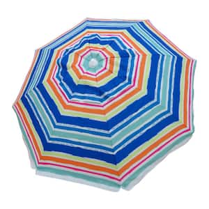 7 ft. Aluminum Push-Up Beach Drape Polyester Umbrella in Multi-Color Brush Stroke Stripes