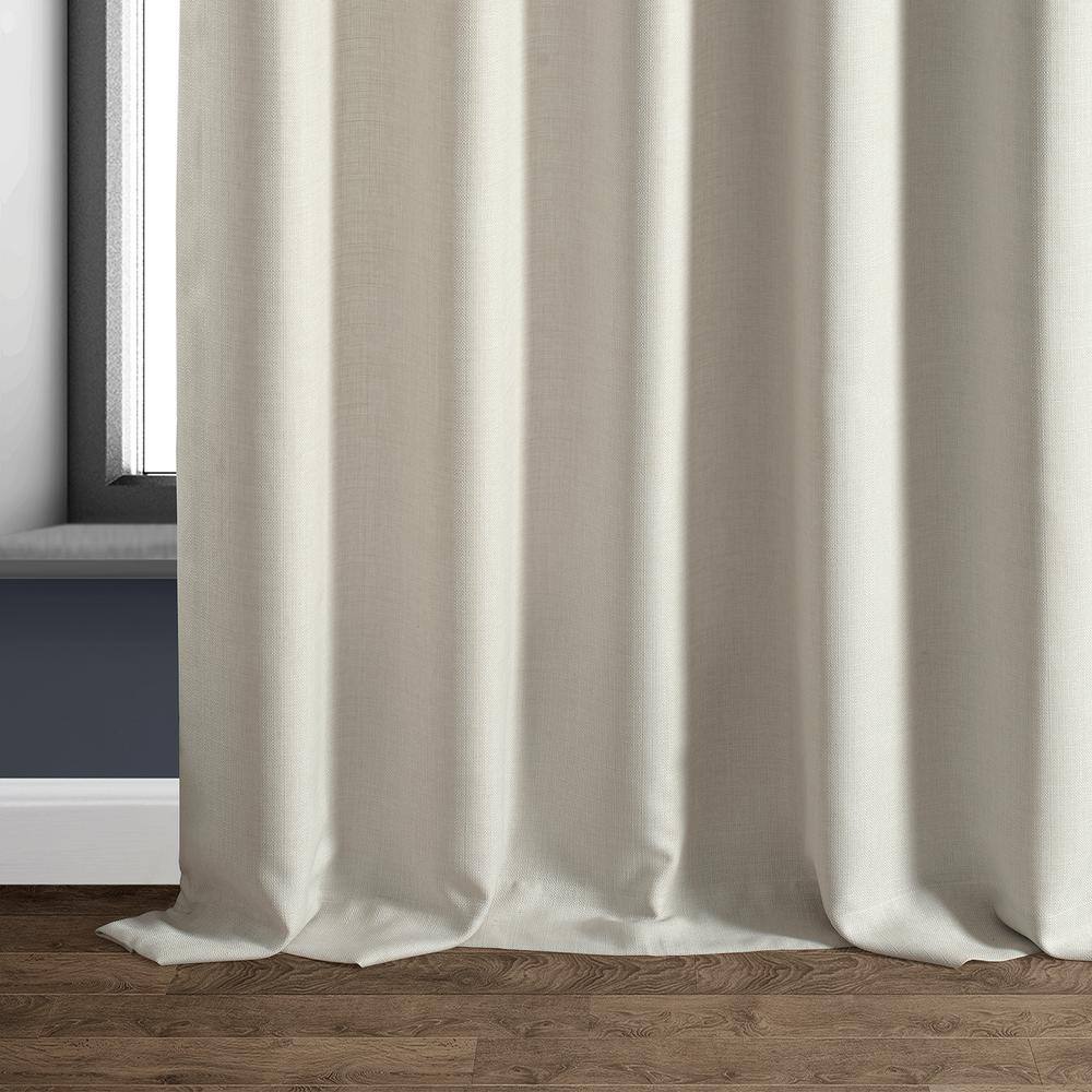 Parchment Cream Faux Linen Room Darkening Curtains 50" x 108"