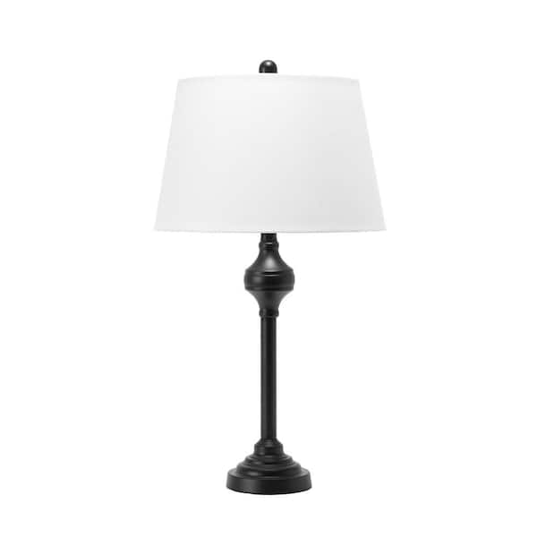 nuLOOM Belfort 26 in. Black Metal Contemporary Table Lamp with Shade (Set of 2)