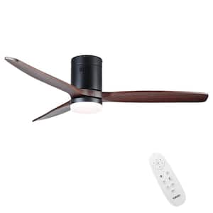 Farmhouse 52 in. Indoor Low Profile Ceiling Fan with LED Light Kit and 3 Wooden Blades