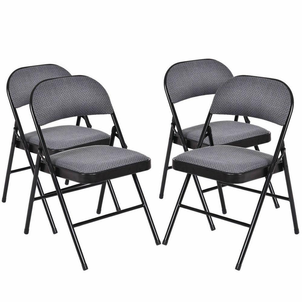 Black Ergonomic Fabric Padded Folding Chair Set