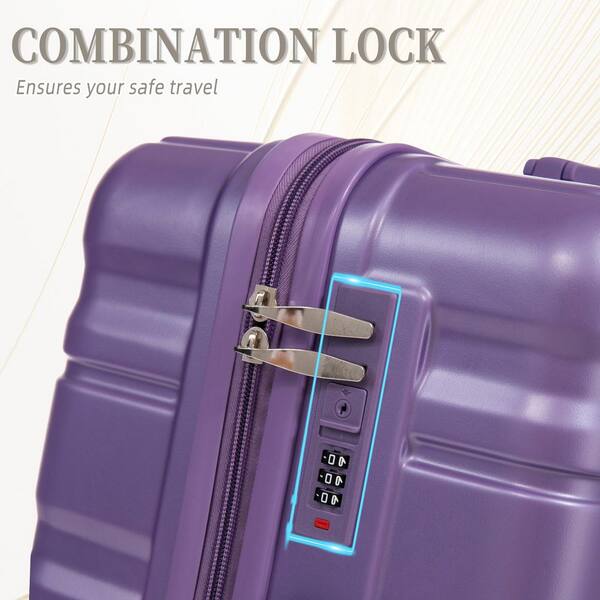 Tatahance 3-Piece Purple ABS Hardside Spinner Luggage Set with