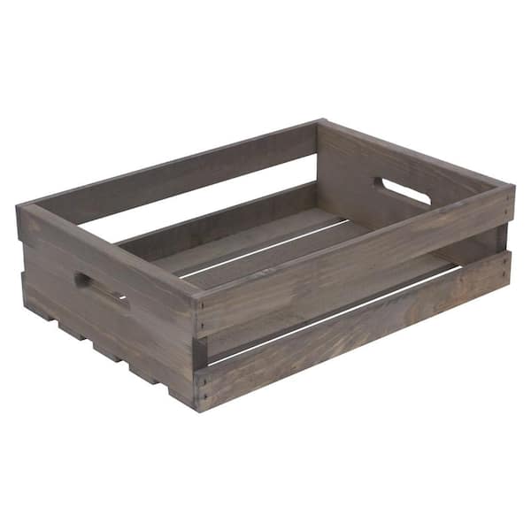 Crates & Pallet 18 in. x 12.5 in. x 4.75 in. Half Crate Finished Gray