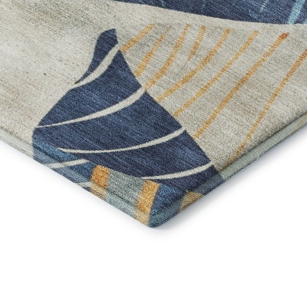 Mayfield Premium Machine Washable Abstract AMF2220 Navy 3 ft. x 4 ft. Area Rug