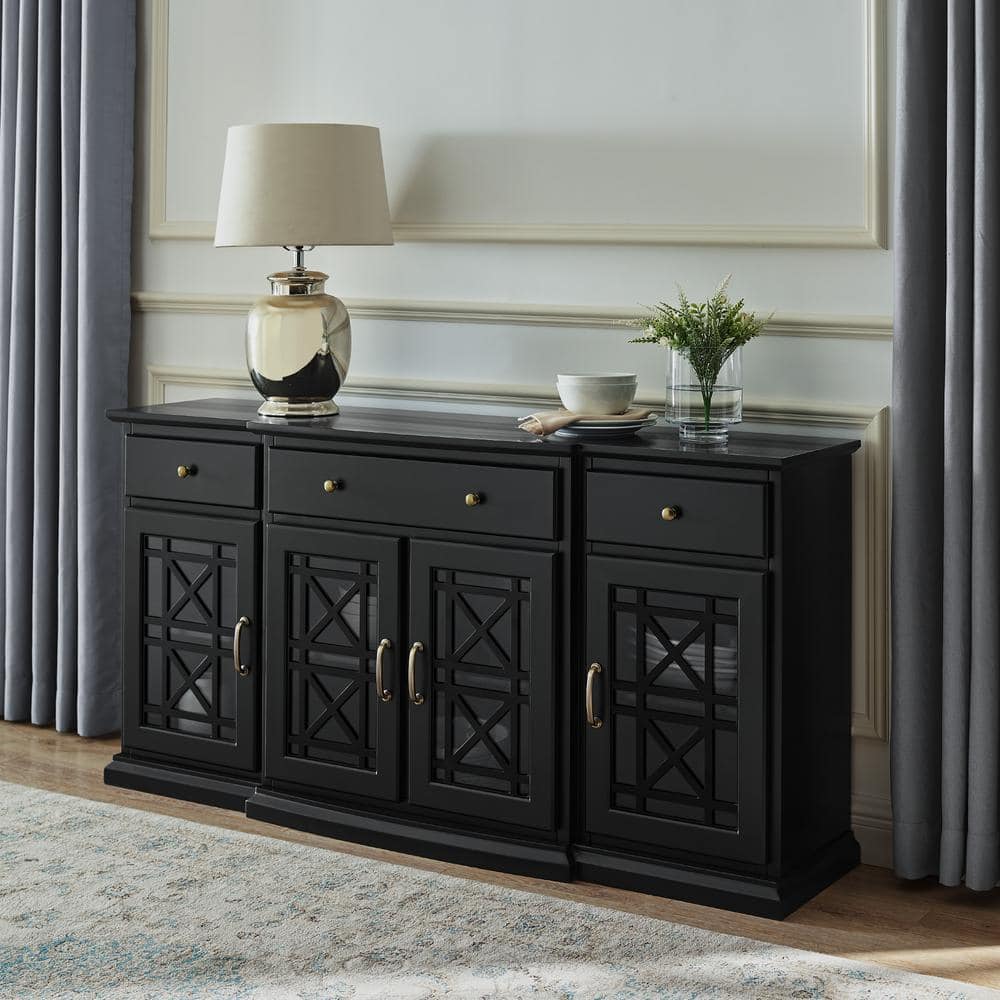 Walker Edison Furniture Company Landon Fretwork 60 in. Black