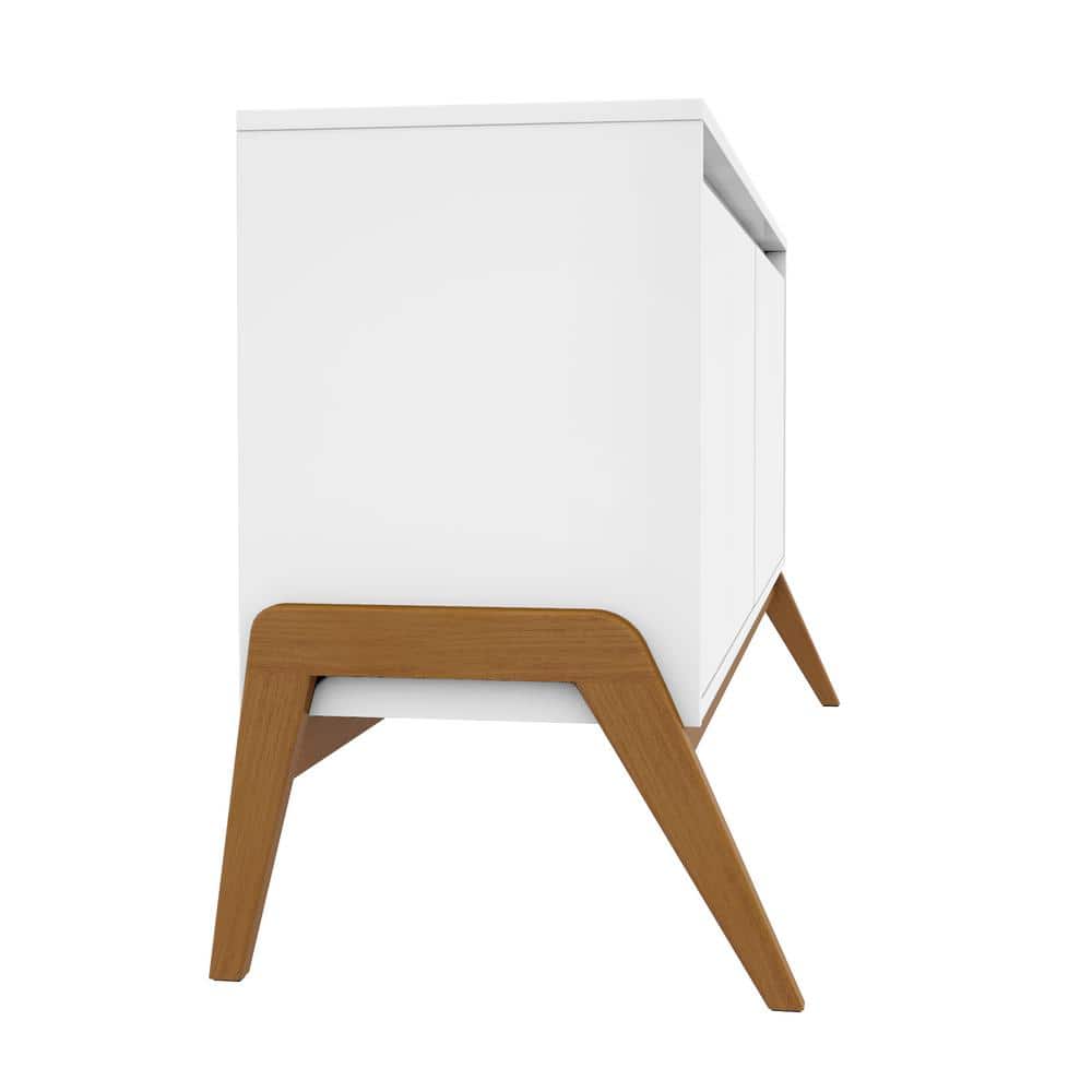 Matte White Eucalyptus Wood Mid-Century Modern Sideboard