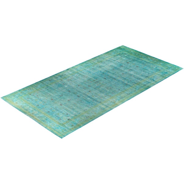 Overdyed Green 10 ft. x 20 ft. Solid Wool Indoor Area Rug