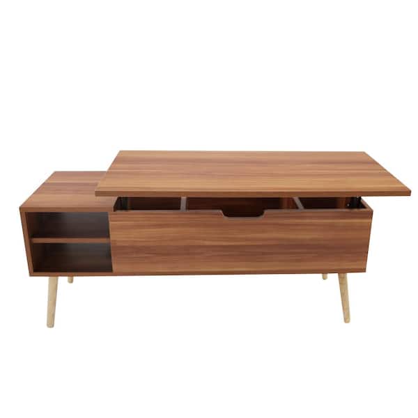 Unbranded Rosewood Wood Outdoor Coffee Table, Liftable and Lowerable Table Top