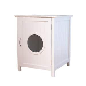 White 20 in. W x 20 in. D x 25 in. H Pet House Cat Litter Box Enclosure Cat Side Table, Nightstand