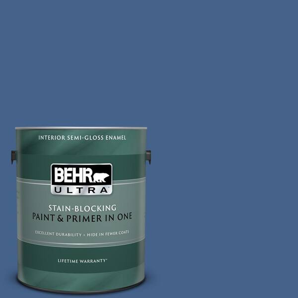 BEHR ULTRA 1 gal. #UL240-21 Mosaic Blue Semi-Gloss Enamel Interior Paint and Primer in One