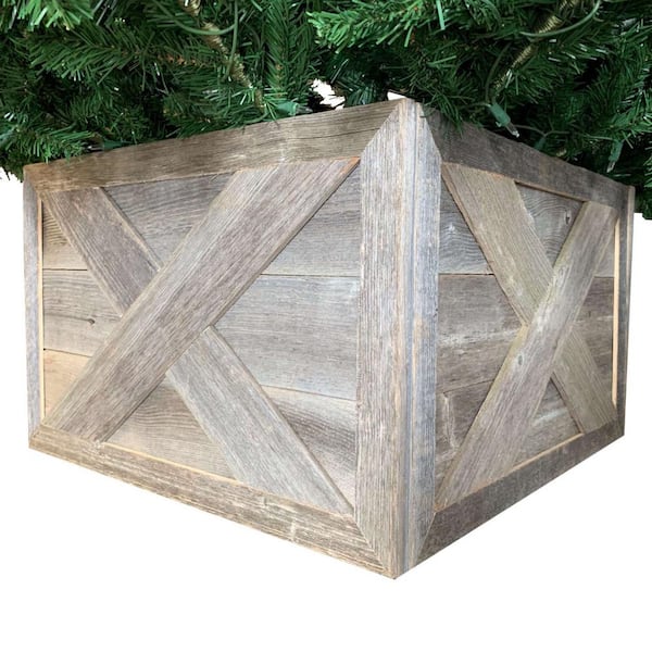 HomeRoots 23" Natural Weathered Gray Christmas Tree Collar