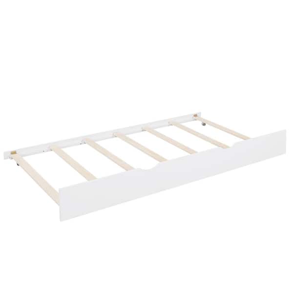 Harper & Bright Designs White Twin Size Wooden House Bed with Trundle and  Storage Shelf LHC011AAK-T - The Home Depot