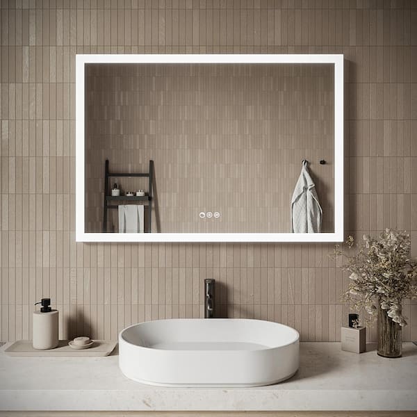 40 in. W x 28" H Rectangular Frameless LED Light Anti-Fog Dimmable Color Temperature Change Wall Bathroom Vanity Mirror