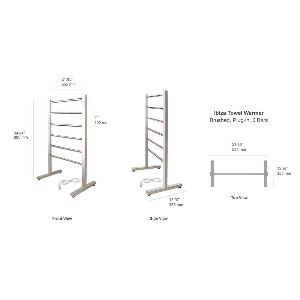 Ibiza Polished Stainless Steel Freestanding 6-Bar Towel Warmer