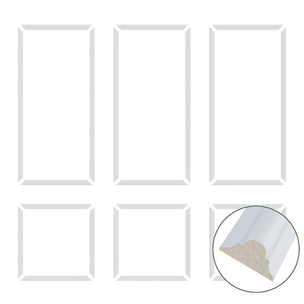 0.71 in. D X 24 in. W x 54 in. L (Set of 6) Primed Polystyrene Un-Assemble Panel Moulding Frame