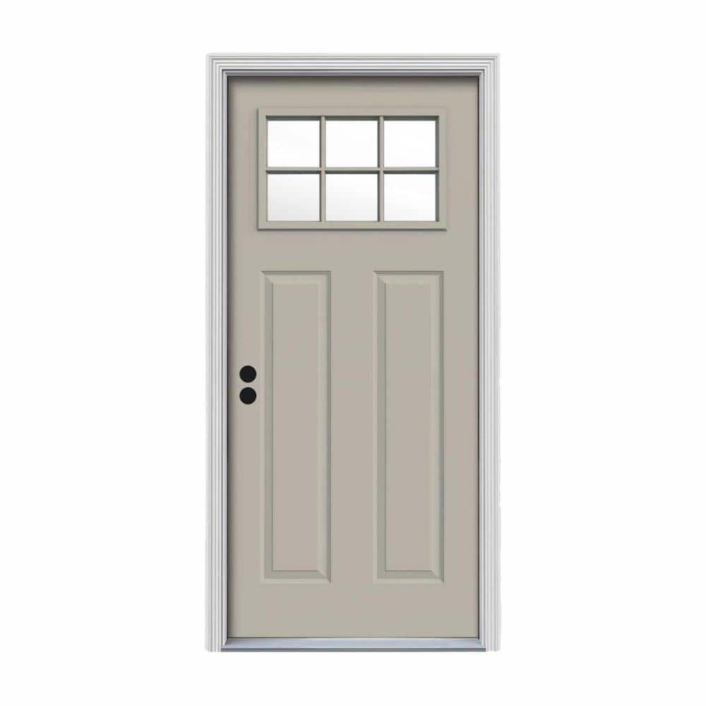 30 in. x 80 in. 6 Lite Craftsman Desert Sand Painted Steel Prehung Right-Hand Inswing Front Door w/Brickmould price history on PriceWatchPro