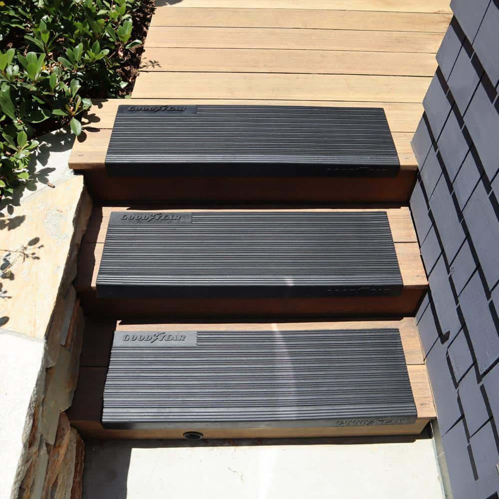 Goodyear Black Rubber Non-Slip Stair Treads 9.75" x 29.75" (6 Pack)