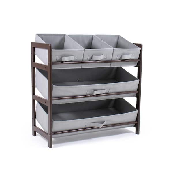 Humble Crew Oslo Dark Pine and Grey Compact Fabric Bin Organizer 3