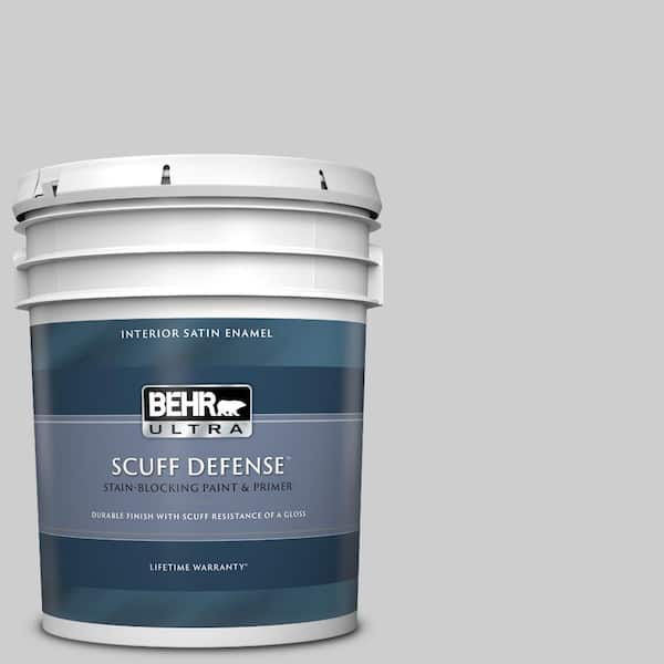 BEHR ULTRA 5 gal. #770E-2 Silver Screen color Extra Durable Satin Enamel Interior Paint & Primer
