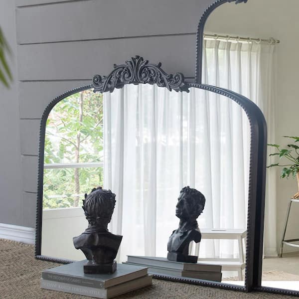 Unbranded 40 in. W x 31 in. H Arched Black Metal Framed Wall Mirror with Classic Design for Living Room Bathroom Enter Way Console