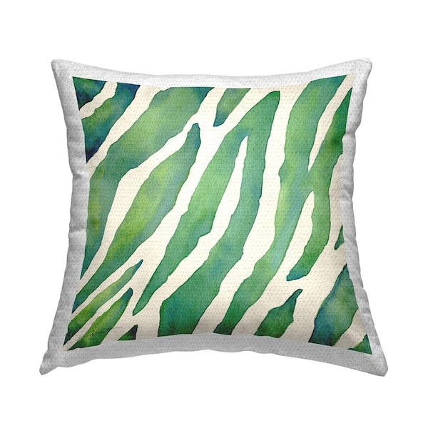 Stupell Industries Bold Green Zebra Pattern Green Square Outdoor Throw Pillow