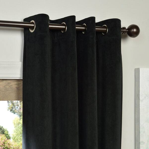 Exclusive Fabrics Furnishings Warm, Black Velvet Blackout Curtains