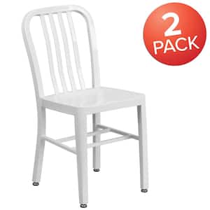 Metal Outdoor Dining Chair in White (Set of 2)